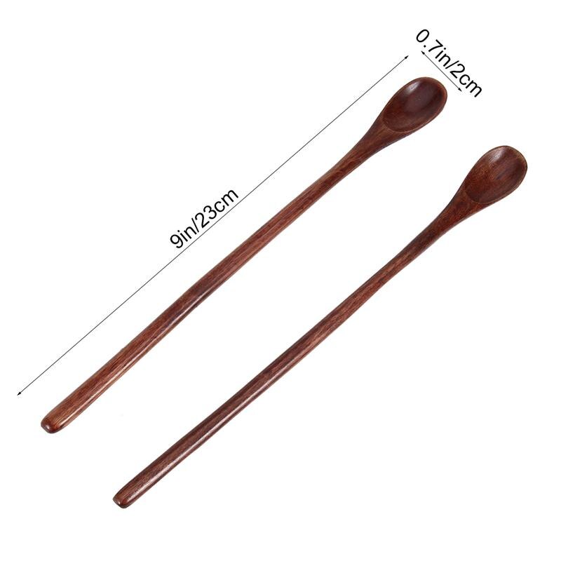 2 stk lang håndtak kaffeskje japansk stil omrøringe treskje retro honningskje nanmu liten japansk stil omrøringsskje