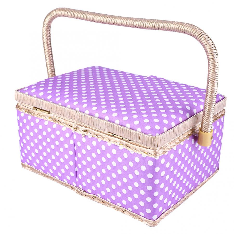Panier de couture fait à la main, boîte de rangement d&#39;aiguilles de fil artisanal en tissu domestique, organisateur de fournitures de couture
