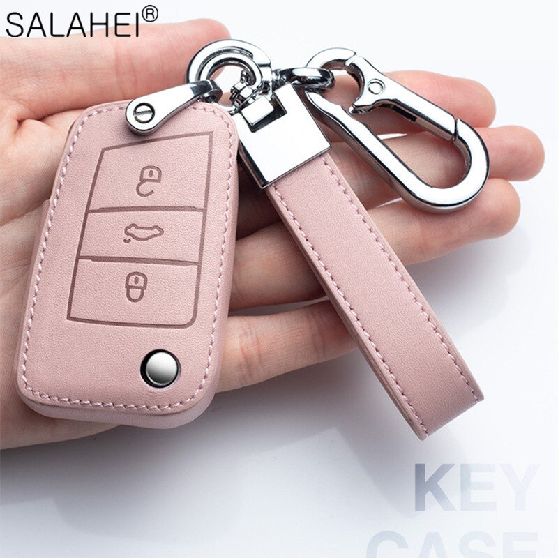 Læder bilnøgle etui fuld beskyttelse til volkswagen vw jetta golf 7 mk7 seat ibiza leon  fr2 altea aztec polo passat tiguan