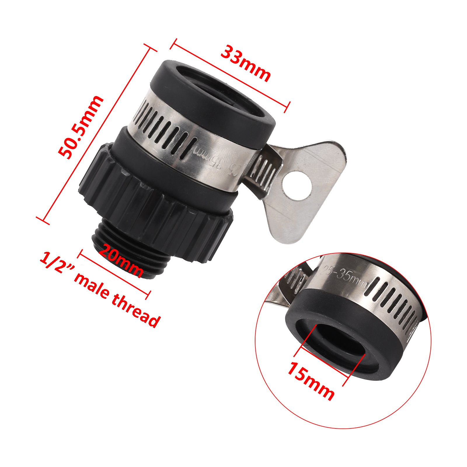 Universal vattenkran slangkoppling, snabbkoppling kranadapter för biltvätt trädgård bevattning trädgårdsslang: Vit