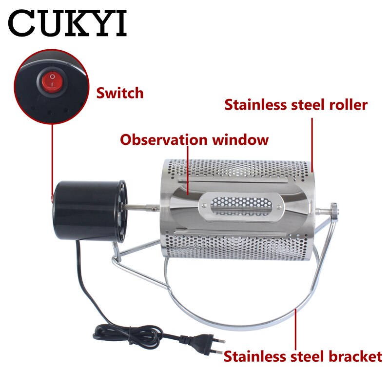 CUKYI Household Electric Coffee Roaster Coffee Bean Roasting Machine Stainless Steel Nuts Bean Baking Machine