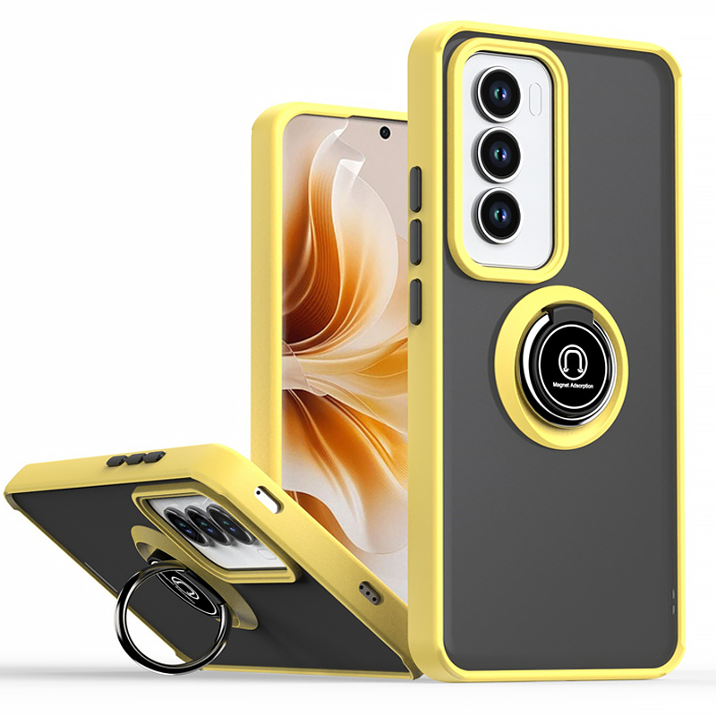 Hårdt pc stødsikkert mat pansercover til oppo reno 12 pro 12 magnetisk ring, blød ramme 5g etui til oppo reno 12f 12 pro fundasider: Orange / Til iphone 16 plus