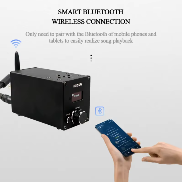 BRZHIFI C50 BT 5.0 Digital Power Amplifier 160W USB TF Card Player Mini Stereo 2 Channel Infineon MA12070
