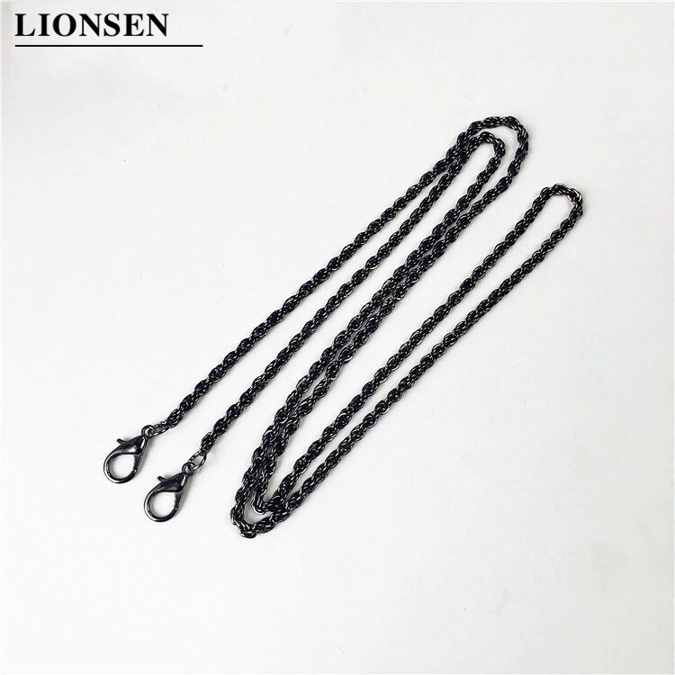 Lionsen 120cm 60cm Ersatz Kette Riemen Metall Verknüpfung Spange Geldbörse Kette Tasche Griff Schulter Kreuz Körper Handtaschen Kette Gurt: 120cm Pistole Schwarz