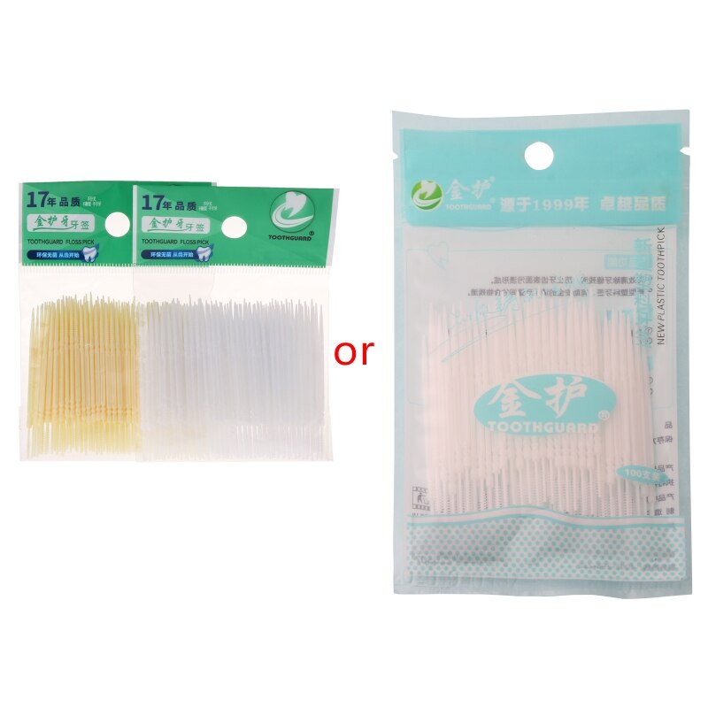 100pcs/box Dental Floss Interdental Toothpick Brush Brush Teeth Stick Dental