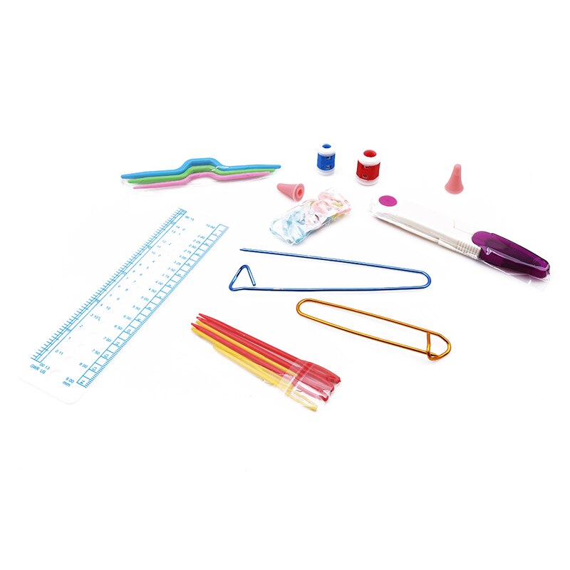 22 PCS / Lot Yarn Knitting Crocheting Mix Sizes Crochet Hook Needles Stitch Markers Gauge Crochet Needles Set Knitting Tools