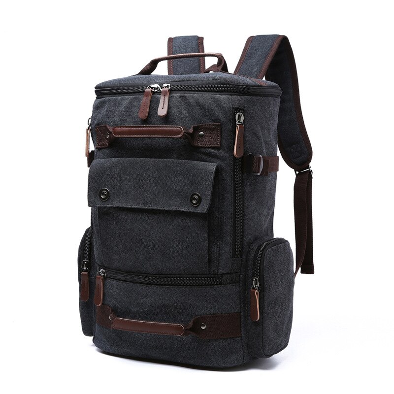 Mænds rygsæk vintage lærred rygsæk skoletaske mænds rejsetasker stor kapacitet rygsæk laptop rygsæk taske høj kvalit: Bk
