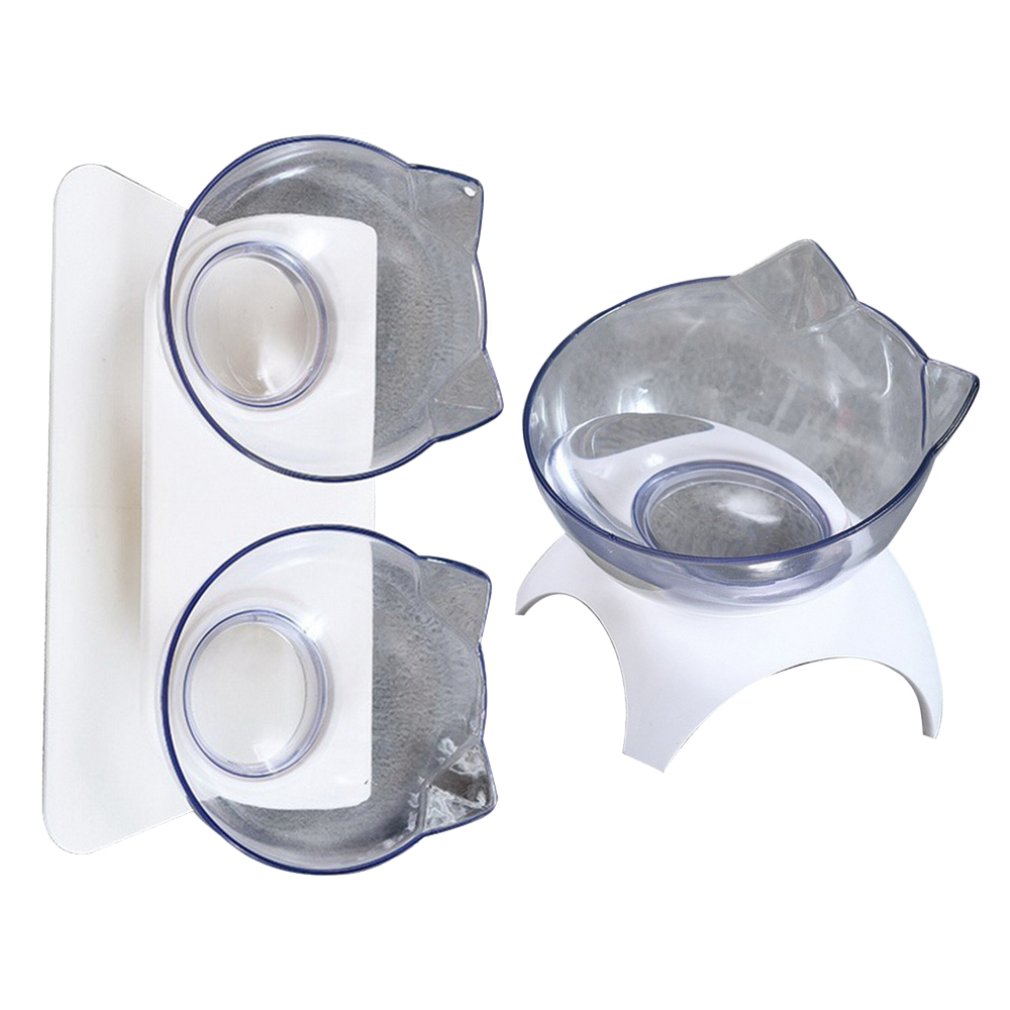 Transparent Cat Bowls With Stand Pet Feeder Double Food Diner Bowl Set Perfect For Cats And Ultra Small Dog