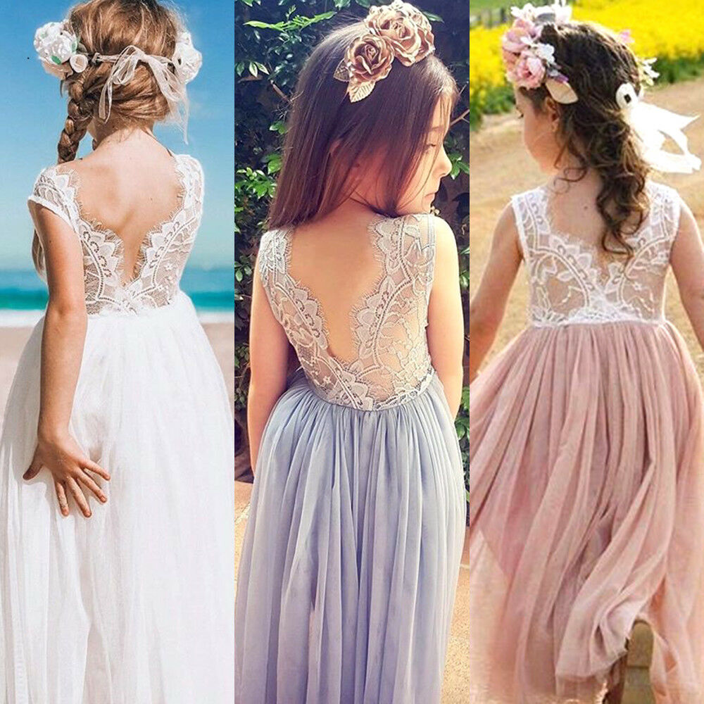 Festa di Nozze Abiti Per Bambini Per Le Ragazze Del Bambino Del Bambino Delle Ragazze di Fiore Del Merletto Chiffon Abito Da Damigella D'onore Della Principessa Del Bambino Vestiti Delle Ragazze
