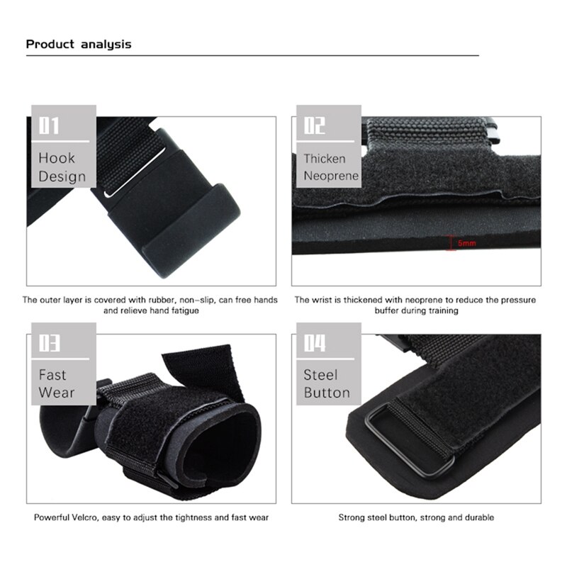 Weight Lifting Hook Grips With Wrist Wraps Hand-Bar Wrist Strap Gym Fitness Hook Weight Strap Pull-Ups