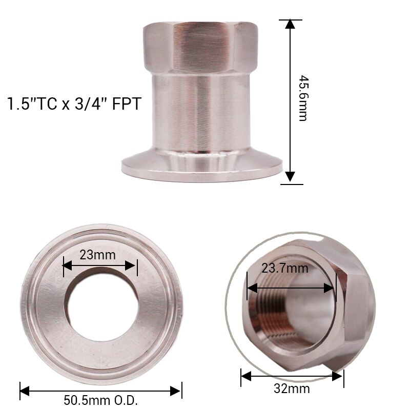 1.5 " tc x 3/4 " hona npt , ss 304, 3a standard, ... – Grandado