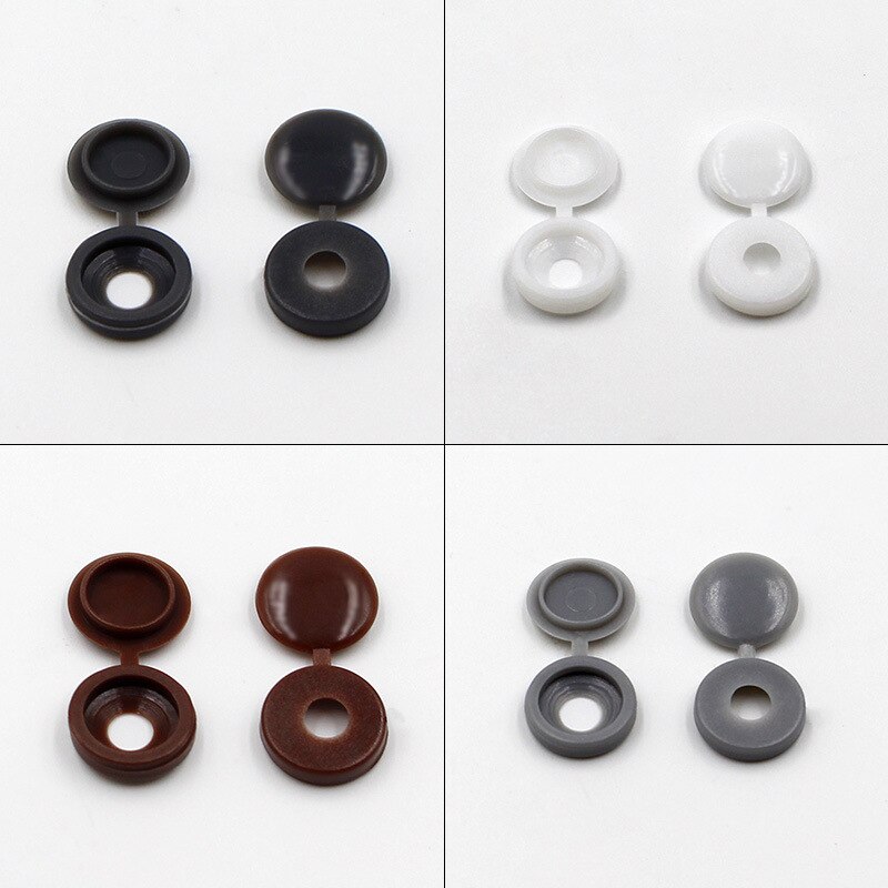 50pcs Plastic Conjoined Screw Cover Folding Screw Hole Cover with Cap Furniture Screw Bolts Beautification Decorative Buckle