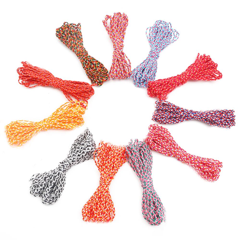 5M Veelkleurige Polyester Katoen Gevlochten Touw String Koord Voor Diy Armband Ketting Sieraden Makings Accessoires 2Mm