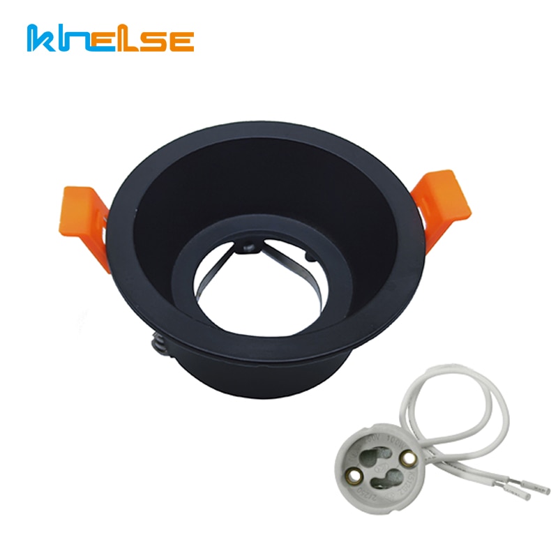 Rund  gu10 innfelt downlight erstatningssett svart  mr16 monteringsmontering takspot lys ramme  gu5.3 lampeholder