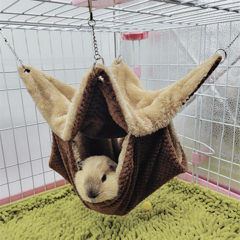 Winter-Hängematte für Ratten, warmes Bett, doppellagig, dicker Plüsch, Hamster, Chinchilla, Haus, Nest, Schlafsack, hängender Baum, Meerschweinchen-KäFeige: S / Dunkler Braun