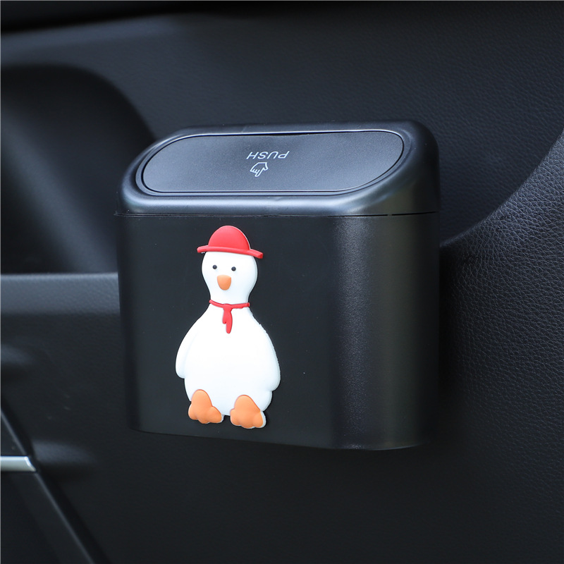 Poubelle de dessin animé multifonctionnelle pour porte de voiture, poubelle de rangement pour débris, fournitures d'intérieur de voiture bricolage,: Orange