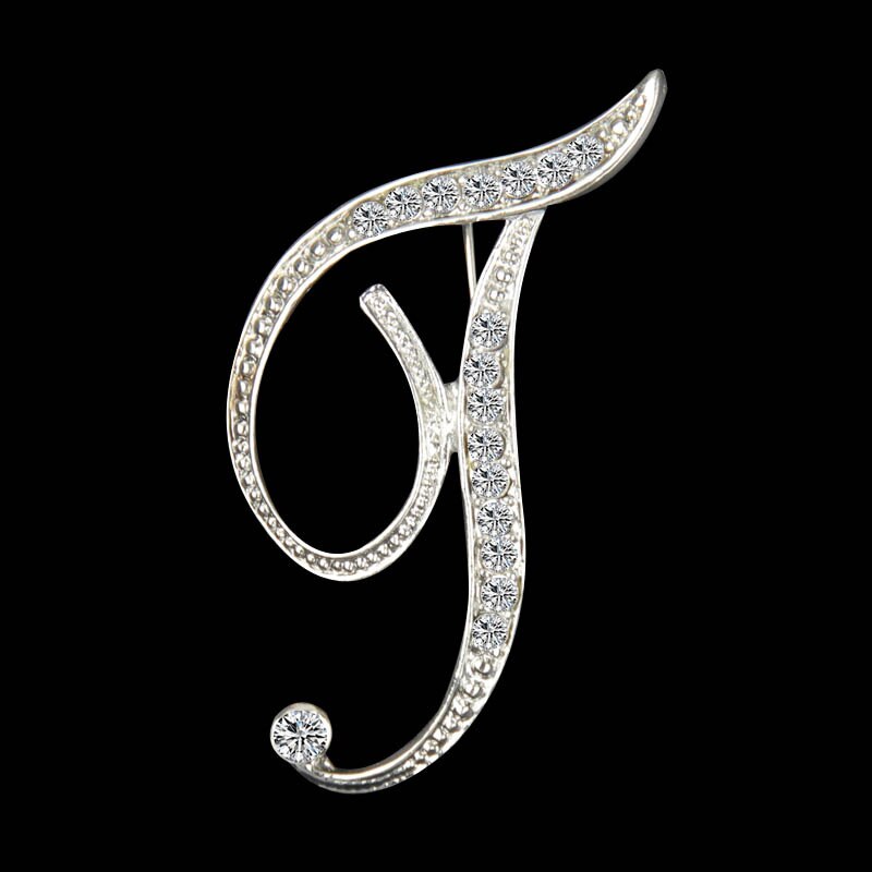 Rhinestone Crystal Broches Beginletter Broche A-S revers Spelden en Broches Clip Naam Sieraden Voor Vrouwen Mannen Wedding: T