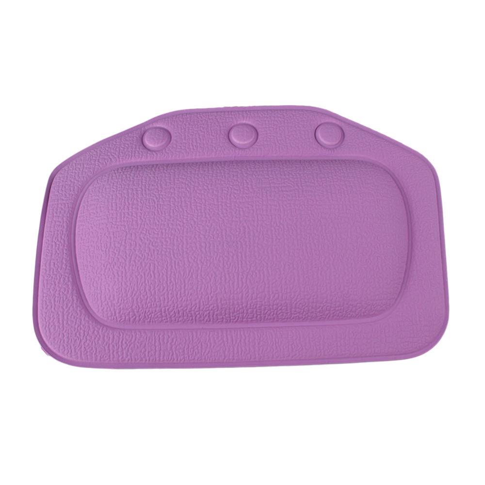 Cojín de baño SPA, suave, grueso, reposacabezas, almohada para bañera con respaldo, ventosa para cuello, cojín, accesorios de baño, suministros: Púrpura