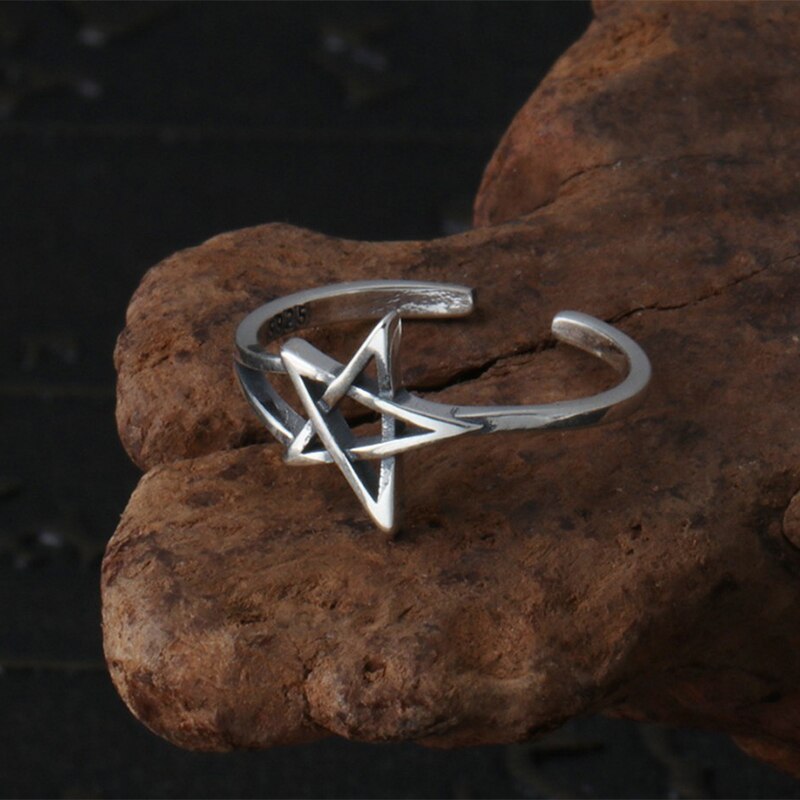 Anello regolabile 100% Reale 925 Gioielli In Argento Sterling per le Donne Degli Uomini Star Hollow tessuto di modo Anello di Apertura 2018 Regalo R130