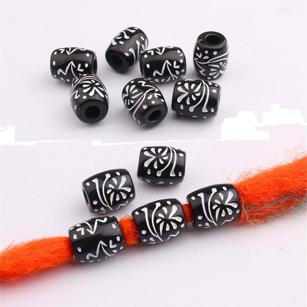 100/50/20/10 Pcs Plastic Black Hair Beads For Dreadlocks Hair Braid Tubes Cuffs Beads Dreadlock Bead Clip Women Hair Accessories
