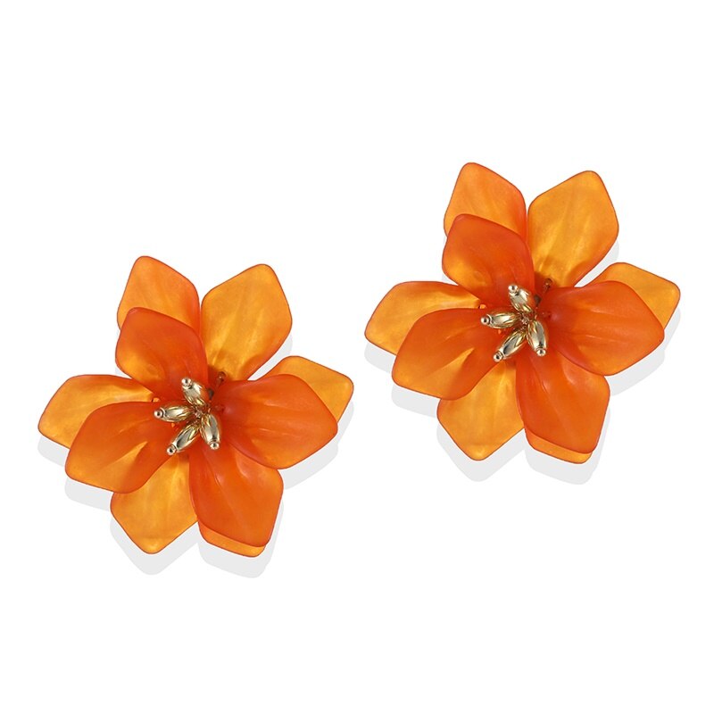 EN Koreanische Stil Übertreibung Blume Stud Ohrringe Für Frauen Acryl Big Weiß Orange Blume Ohrringe Brinco Schmuck: 2