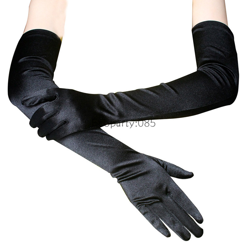 Formelle Handschuhe für Damen, Abendparty, klassisch, für Erwachsene, Schwarz, Weiß, Rot, Haut, Oper/Ellenbogen/Handgelenk, Stretch-Satin, lange Fingerhandschuhe, passend