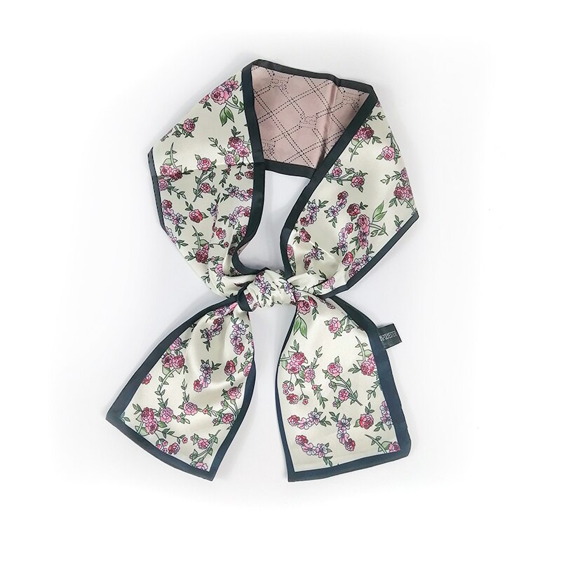 100*9cm blomsterprintet silketørklæde lille håndtag taske bånd kvinder bufanda hovedbeklædning lange skinny foulard femme tørklæder: 6