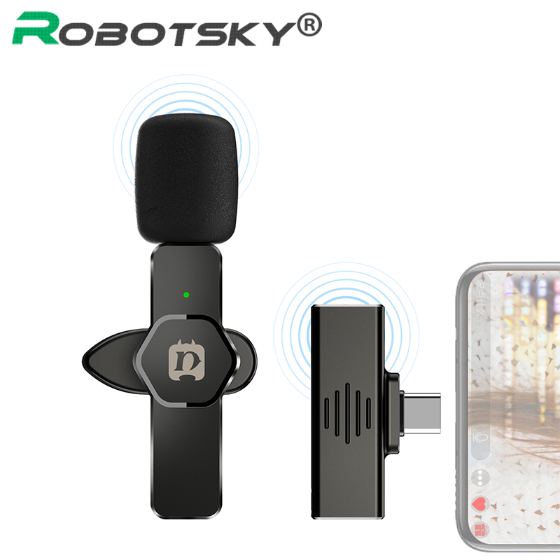 Wireless Lavalier Microphone Portable Audio Video Recording Mini Noise Reduction Mic for Android Live Gaming Phone Microfonoe