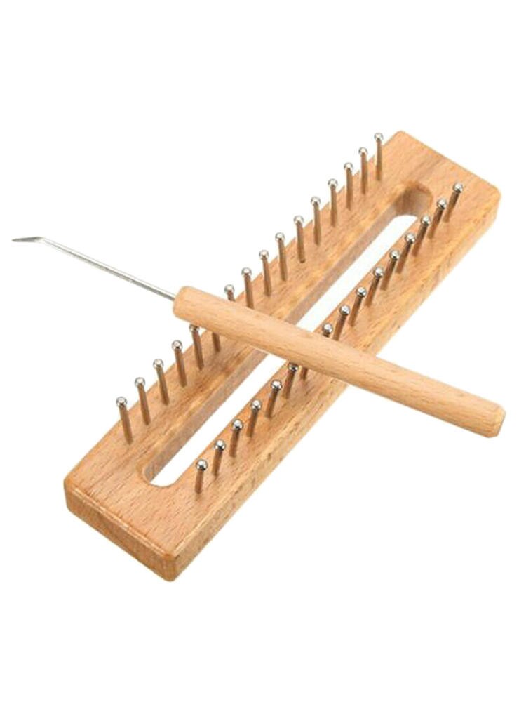 1 Set Wooden Board Knitting Loom Light Brown Loom Board Wood Knitting Loom Easy Weaving Tool DIY Crochet Sewing Tools