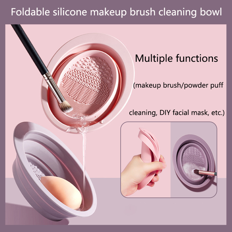 Faltbare Silikon Make-Up Pinsel Reinigung Schüssel Puderquaste Waschen Weiche Matte Lidschatten Pinsel Saubere Werkzeuge Wäscher Box