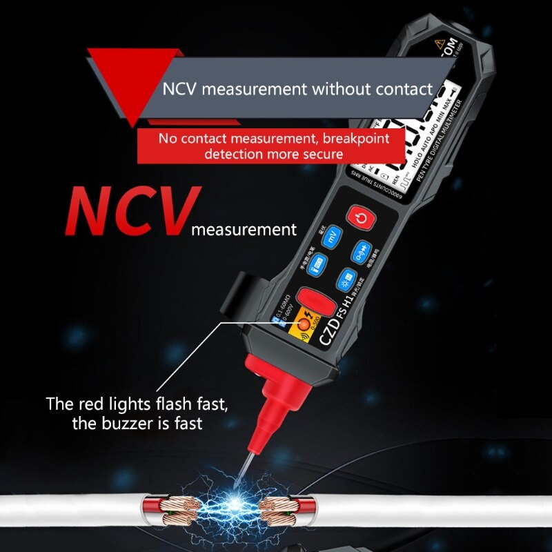 Digital Multimeter 6000 Counts Digital Display Pocket Pen Multimeter Automatic Range Non-contact Voltage Detection