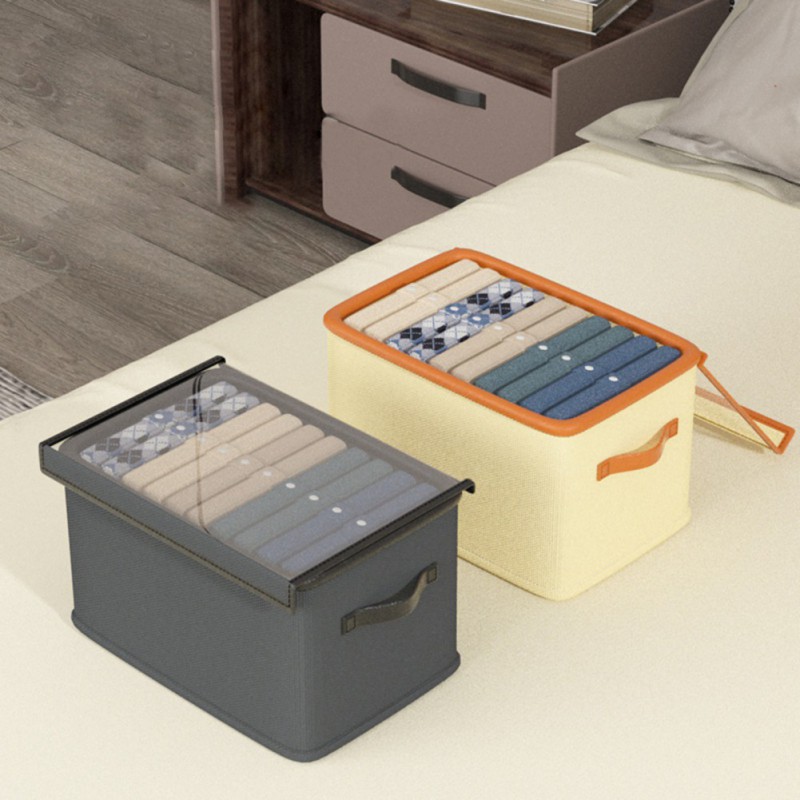 Foldable Home Storage Box Clothes Trousers Home Multi-functional Compartment Drawer Wardrobe Soild Color Storage Boxes