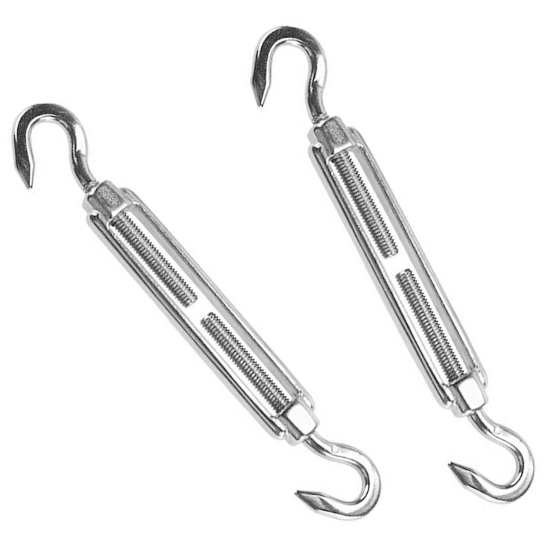 2pcs M8 Turnbuckle Wire Tensioner, 304 Stainless Steel Hook Rope Cable Tension Set for Heavy Duty Sun Shade Sail Fixing Kit (Tur
