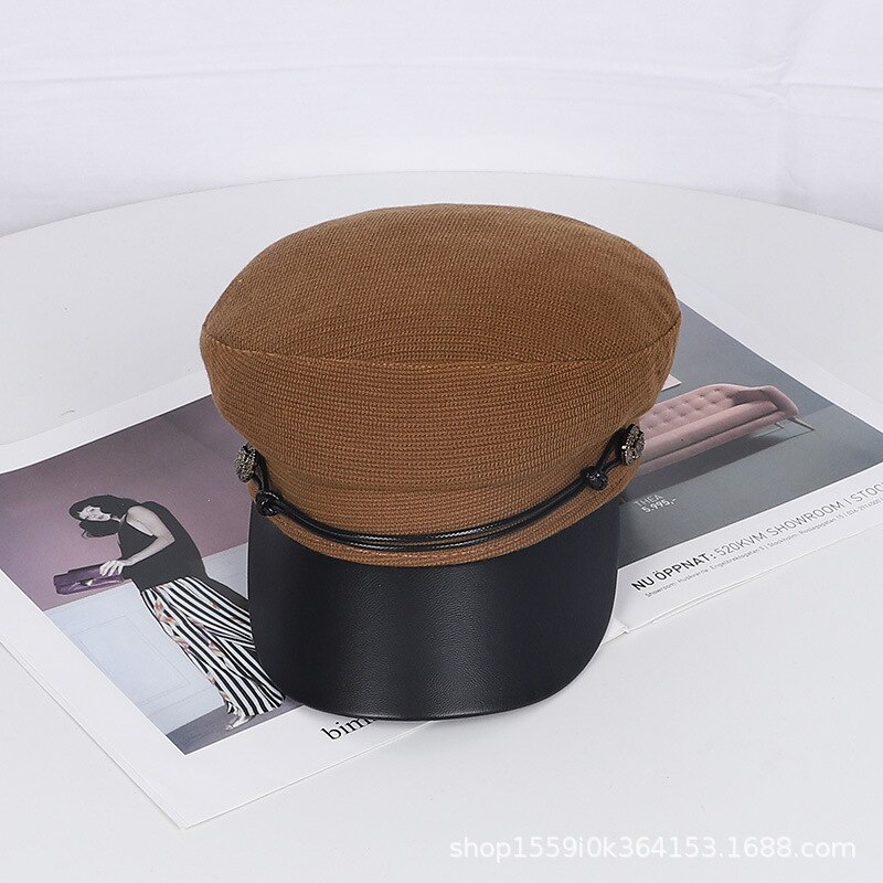 Women Hat Classic Accessories Baker Boy Hat Solid Newsboy Cap Black Cotton Winter Navy Cap Popular Baker Boy Hat: 05