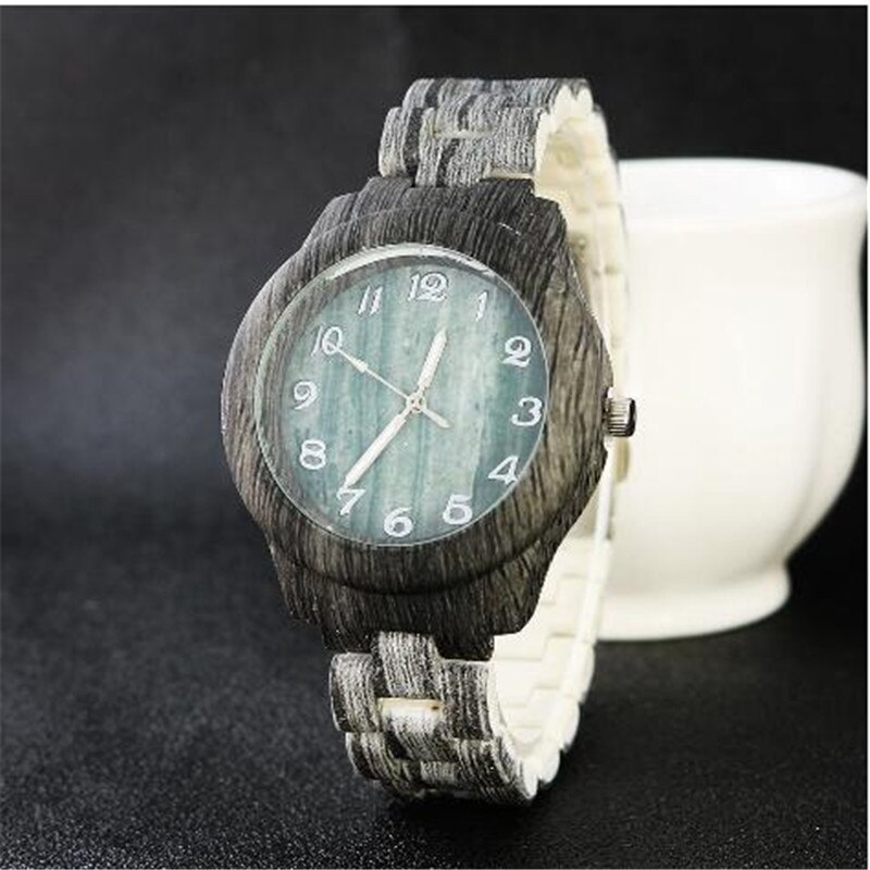 Træure quartz ur herre bambus moderne armbåndsur analog natur træ blødt læder fødselsdag: G