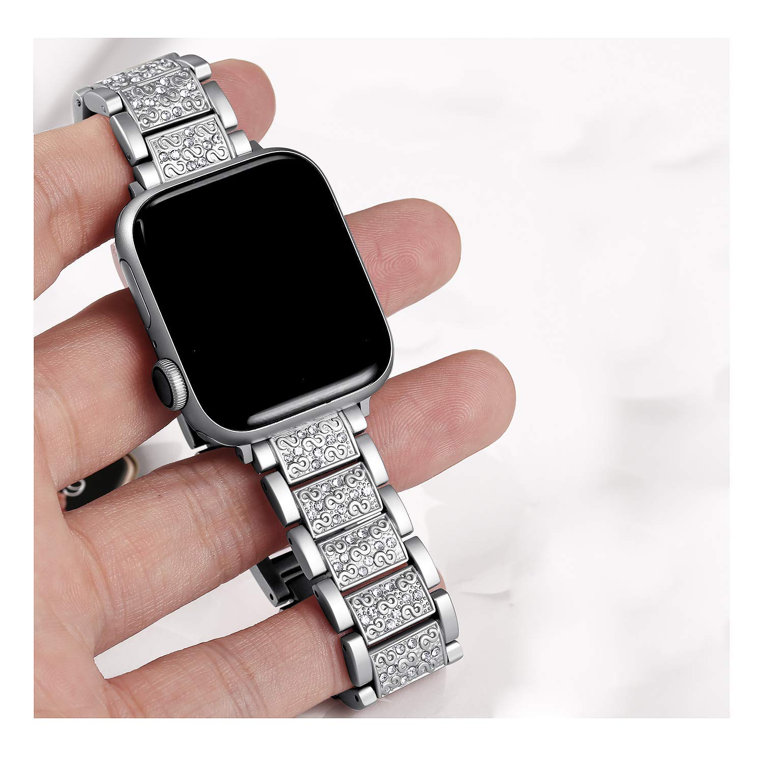 Bracelet en diamant scintillant pour Apple Watch Ultra 2 49mm, 46mm 40mm 45mm 44mm 41mm 42mm pour Iwatch série 10 9 8 7 6, Bracelet pour femmes
