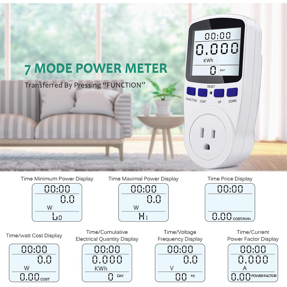 220V AC EU Digital LCD Power Meter Wattmeter Socket Wattage Kwh Energy Meter Measuring Outlet Power Analyzer socket US plug