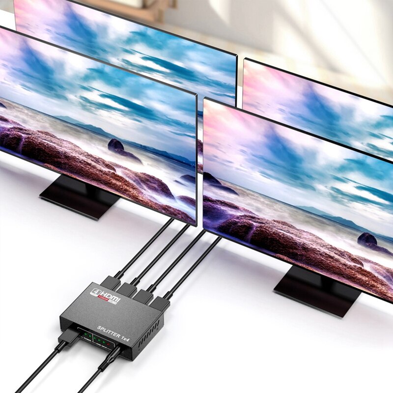 Hdmi-splitter 1 in 4 uit volledige  hd 1080p video hdmi 1 x 4 split-converter voor dvd  ps3 hdtv-adapter eu-stekker