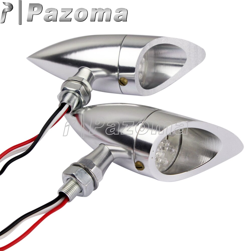 Luz LED de señal de giro para motocicleta, luces intermitentes plateadas de aluminio ámbar para Harley, Chopper, Cafe Racer