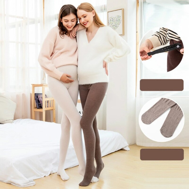 Collants De Maternité Opaques Chauds Leggings Grossesse Grande Taille Noir - Collants Thermo Enceintes