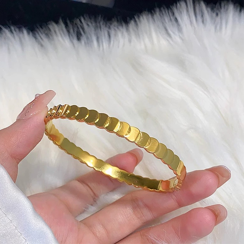 Luxury Gold Plated Bangles Jewelry Women's Hand Bracelet Stainless Steel Bangle for Women Accessories Mother's Day: COLOR ORO ROSADO