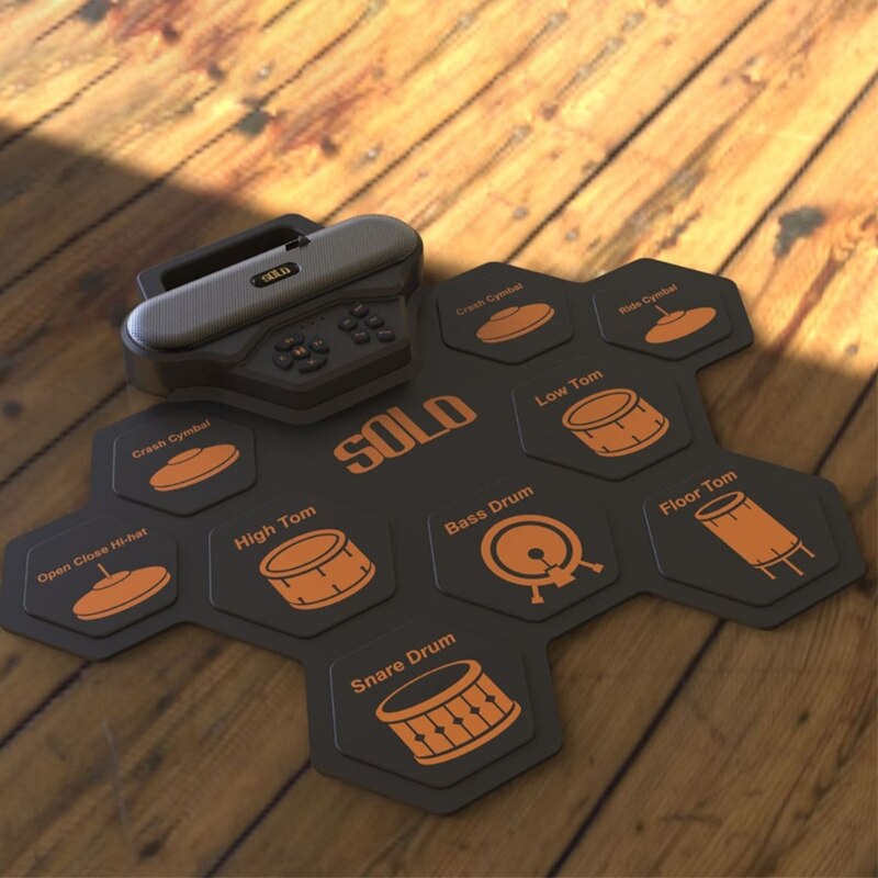 Electric Drum Set for Beginners kids, Digital Portable & Roll up Practice Drum Pads Midi Drum kit with Headphone Jack Pedals