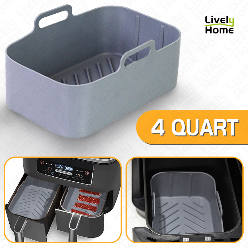 2 stk luftfrityrkoker silikonbrett fett dobbel 2 kurver rektangel stekepanne ovn gryteplate luftfrityrkoker tilbehør til ninja foodi  dz201