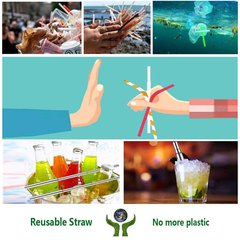 Telescopic Metal Drinking Straw Collapsible Reusable Straw Portable Stainless Steel Straw with Case and Brush for Travel Outdoor