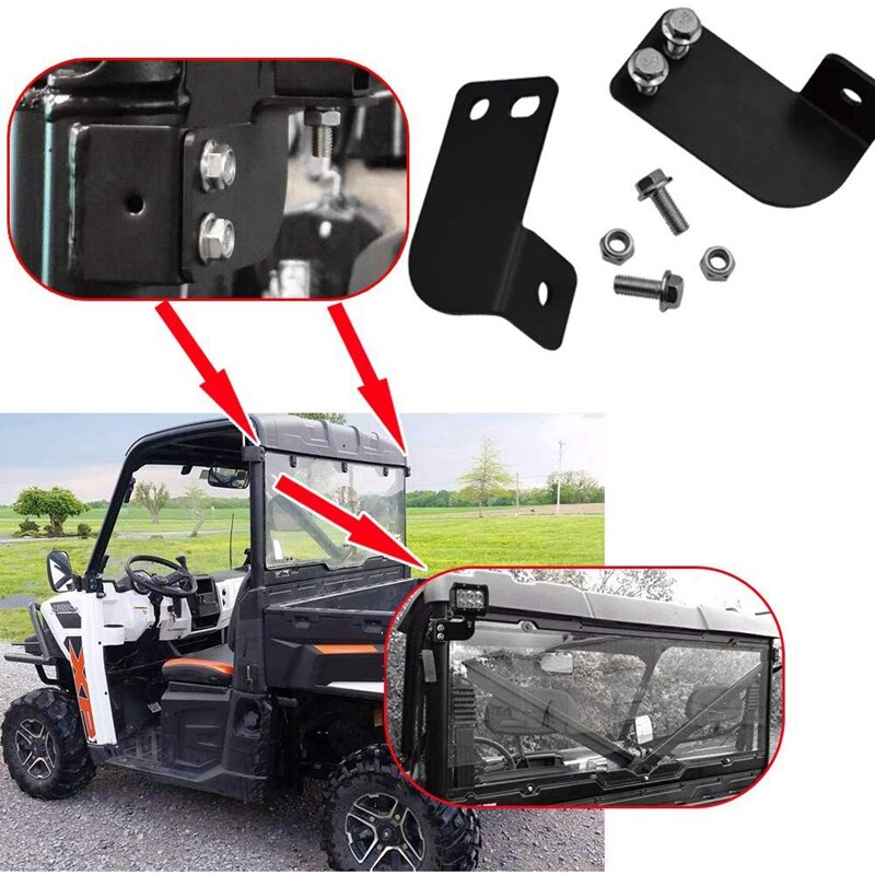 AL21 -1Pair Rear Roof Roll Cage Bar LED Backup Lights Mount Brackets Kit for Polaris Ranger Full Size