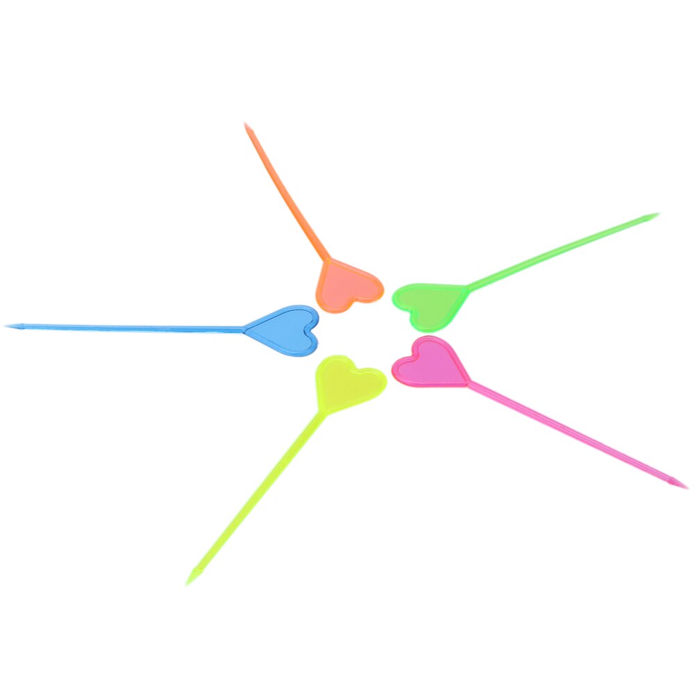 50pcs Heart Shaped Plastic Buffet Sticks For Fruits Cocktail Snack Food Forks Tableware Barware Kitchen Accessories