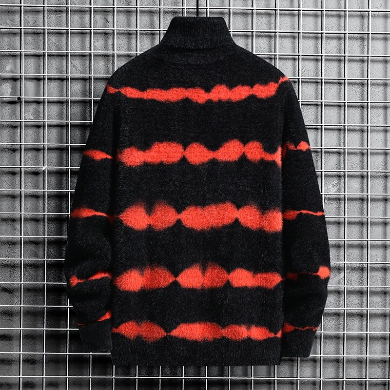 Polokragar herrtröja vinter oversized hög krage herrtröjor koreanska tjocka varma stickade polotröjor herr