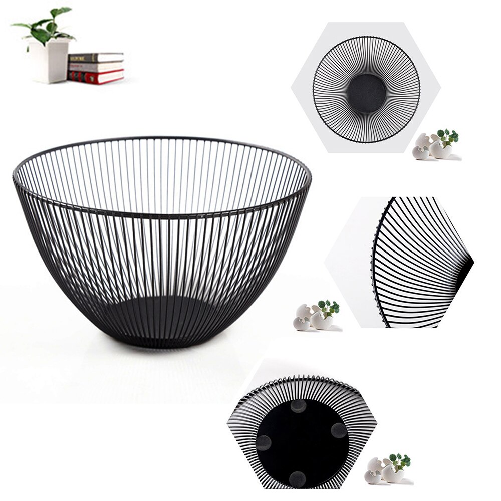 Nordic Fruit Basket Wrought Iron Modern Kitchen Storage Drain Basket Home Living Room Snack Fruit Bowl