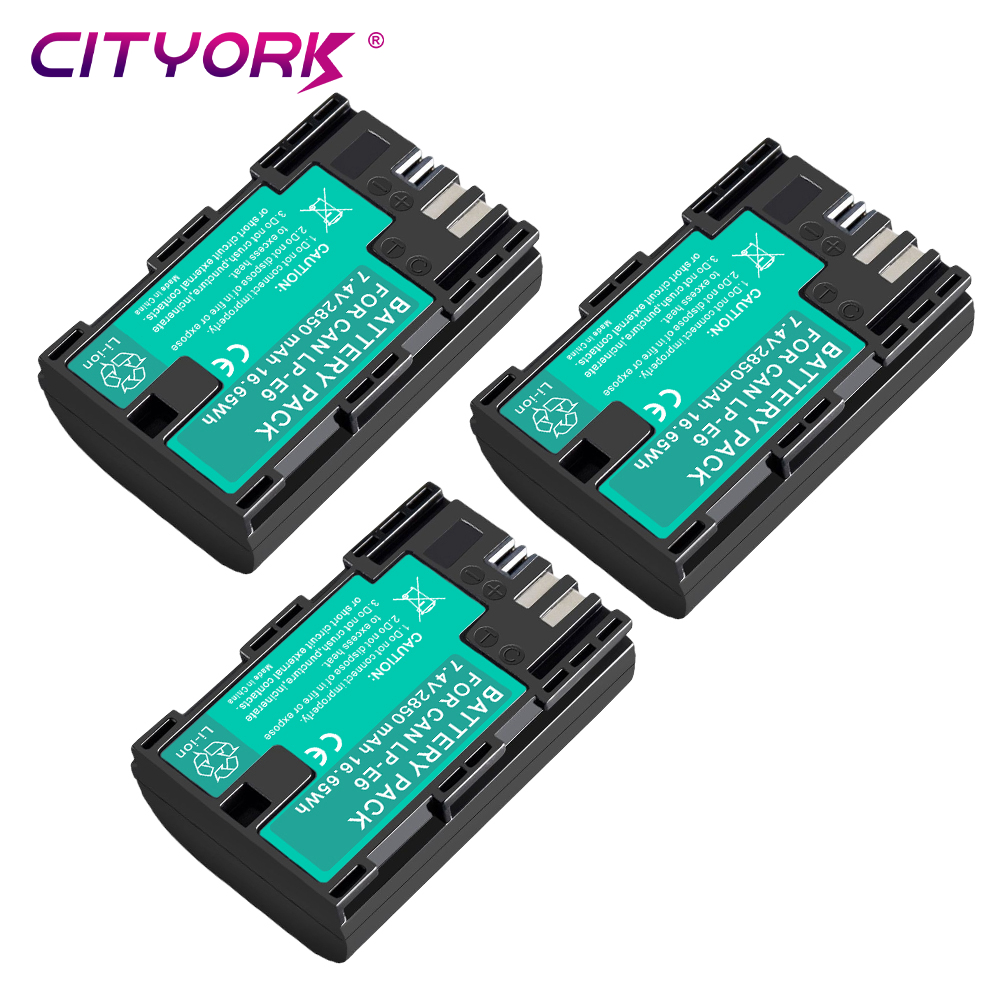 2850mAh LP-E6 LP E6 LPE6 E6N Bateria + caixa de armazenamento Carregador Para Canon EOS 5DS R 5D Mark II III 5D 6D 7D 70D 80D EOS 60D Câmeras: Azul