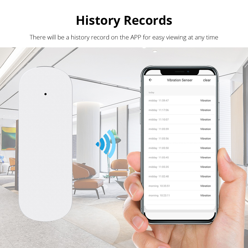 Zemismart Zigbee Wireless Smart Vibration Sensor Sicherheit Schutz Echt-Zeit Alarm SmartLife SmartThing Control Home Erkennung